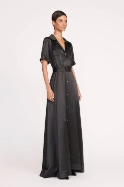 MILLIE DRESS | BLACK SATIN -fashion 210 MILLIE DRESS BLACK SATIN 0498 web