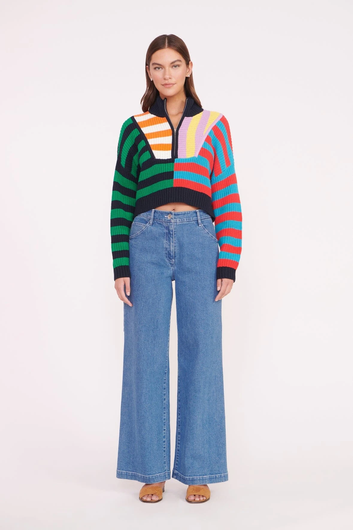 CROPPED HAMPTON SWEATER | CABANA STRIPE MULTI 4 CROPPED HAMPTON SWEATER | CABANA STRIPE MULTI - Image 2