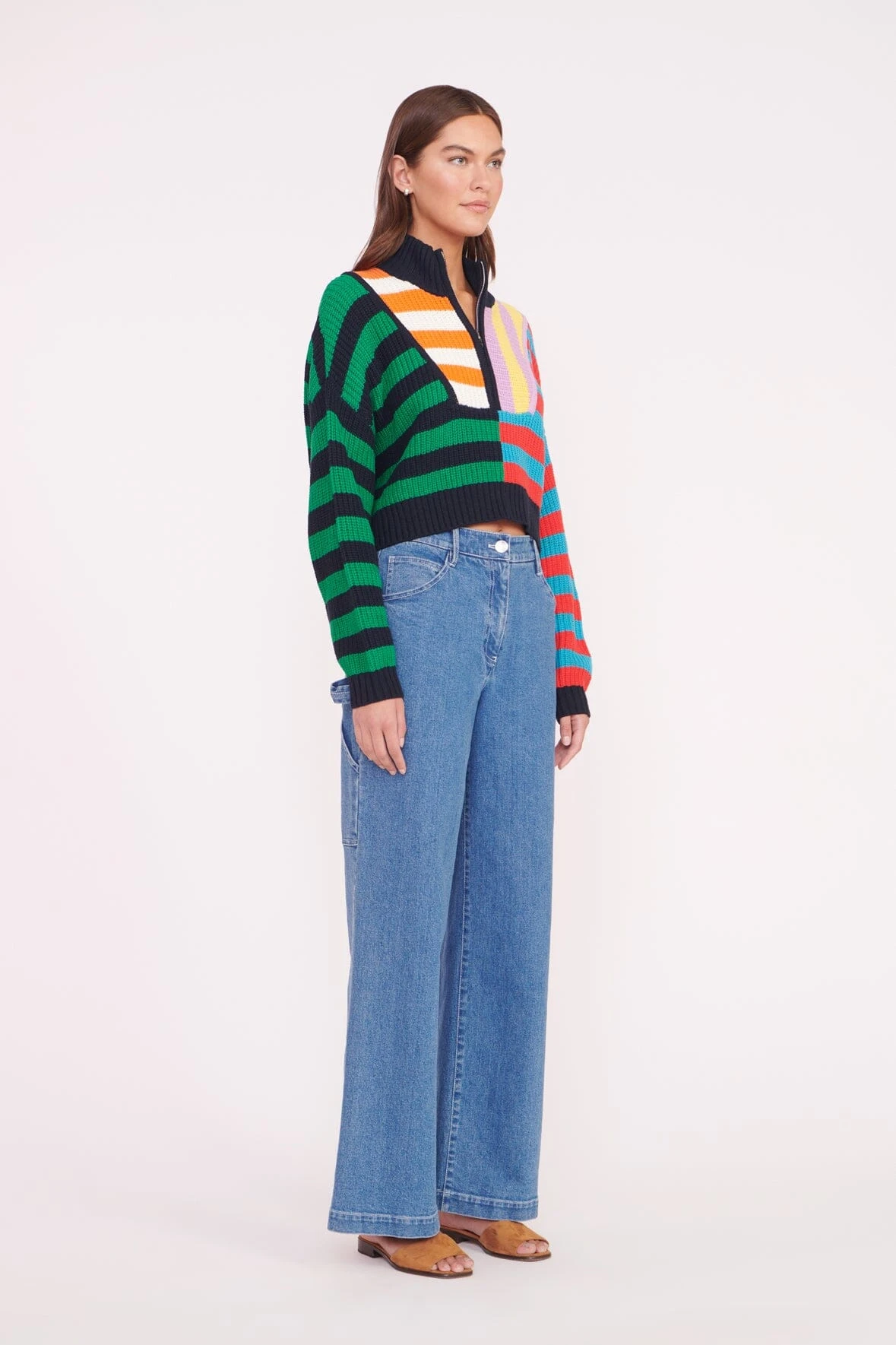 CROPPED HAMPTON SWEATER | CABANA STRIPE MULTI 5 CROPPED HAMPTON SWEATER | CABANA STRIPE MULTI - Image 3