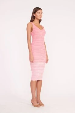 DANA DRESS | CORAL PINK WHITE -fashion DANA DRESS CORAL PINK WHITE BRIGITTE MULE TAN 01845 web 753ab499 04cb 41ac bc2c 3f7087df1438