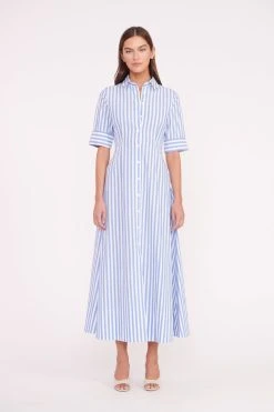 SYLVIA MULE | NATURAL LINEN -fashion JOAN MAXI DRESS SEA STRIPE 01853 web 1