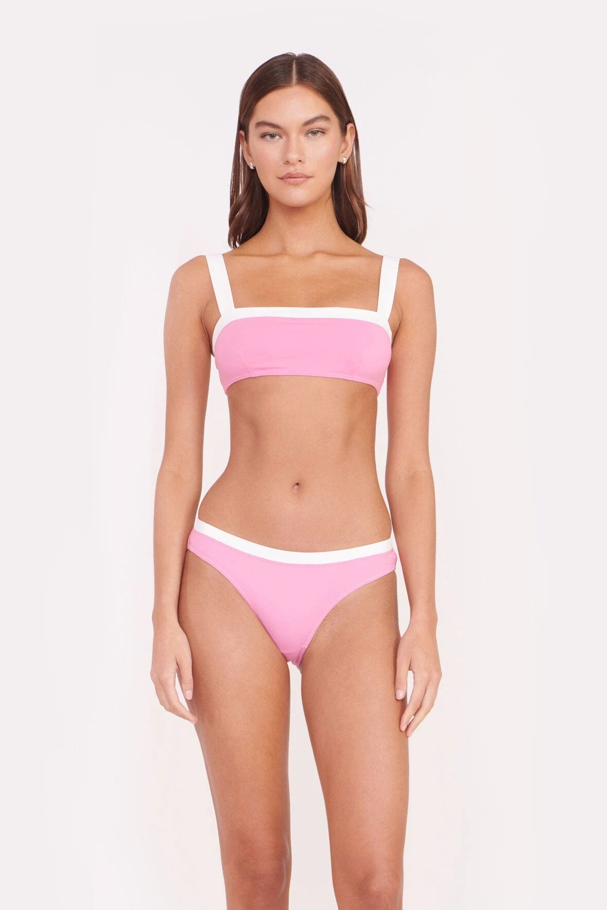 LIV BIKINI TOP | CORAL PINK WHITE