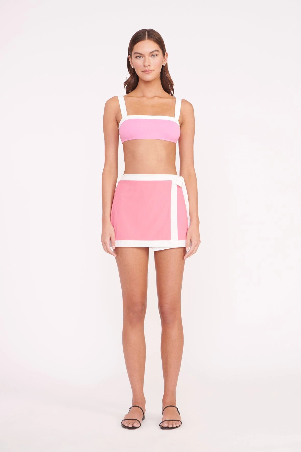 GRETCHEN COVERUP WRAP SKIRT | CORAL PINK WHITE