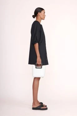 MINI SHIRLEY LEATHER BAG | WHITE BLACK -fashion Mini Vincent Dress Navy 00524 web