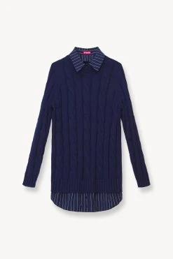 ALDRIN DRESS | NAVY PINSTRIPE -fashion STAUD ALDRIN KNIT DRESS NAVY NAVY PINSTRIPE FALL 23 ECOM 1 1