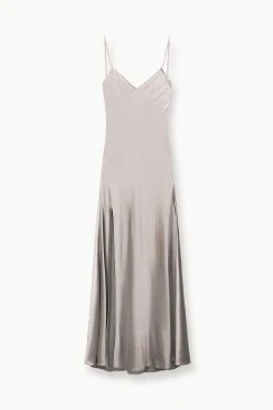 ALEXA DRESS | SILVER SATIN -fashion STAUD ALEXA OCCASIONDRESS SILVER FALL 23 ECOM 1