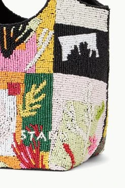 BEADED COTE BAG | CORAL PATCHWORK -fashion STAUD BEADEDCOTE BAG CORALPATCHWORK SUPF 23 ECOM 4
