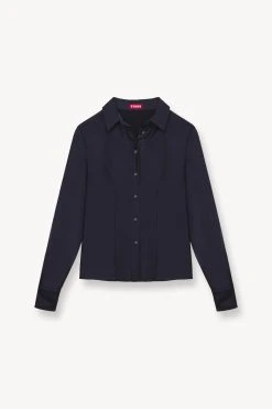 BOGART TOP | NAVY -fashion STAUD BOGART WOVEN TOP NAVY FALL 23 ECOM 1