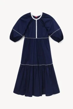 DEMI DRESS | NAVY WHITE -fashion STAUD DEMI DRESS NAVY SPRING 23 ECOM 1
