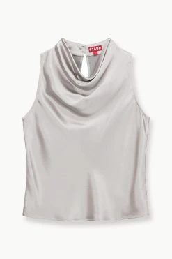 GESTURE TOP | SILVER -fashion STAUD GESTURE WOVENTOP SILVER FALL 23 ECOM 1
