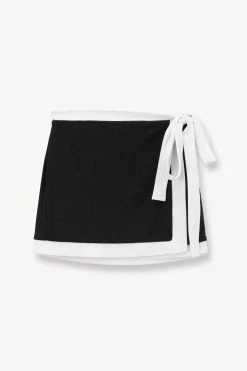 GRETCHEN COVERUP WRAP SKIRT | BLACK WHITE -fashion STAUD GRETCHEN MINI WRAP SKIRT BLACK WHITE SUPF 23 ECOM 1 2