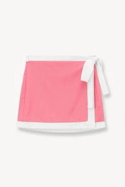 GRETCHEN COVERUP WRAP SKIRT | CORAL PINK WHITE -fashion STAUD GRETCHEN MINI WRAP SKIRT CPWT SUPF 23 ECOM 1 1