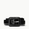 JEANS BELT | BLACK CROC EMBOSSED -fashion STAUD JEANS BELT BLACK SUPF 23 ECOM 1