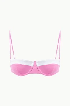 JO BALCONETTE BIKINI TOP | CORAL PINK WHITE -fashion STAUD JOBALCONETTEBIKINI TOP CPWH SUPF 23 ECOM 1
