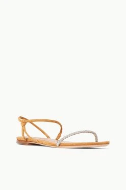 LAUREL CRYSTAL SANDAL | RHINESTONE CASHEW SUEDE -fashion STAUD LAUREL SANDAL CASHEWRHINESTONE SPRING 23 ECOM 2