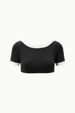LILY SHORT SLEEVE BIKINI TOP | BLACK WHITE -fashion STAUD LILYSHORTBIKINI TOP BLACKWHITE SUPF 23 ECOM 1 1