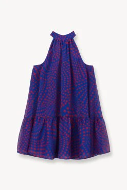 MARLOWE DRESS | LAPIS WAVY DOT 12 MARLOWE DRESS | LAPIS WAVY DOT -fashion STAUD MARLOWE DRESS BLUE RED WAVY DOT SUPF 23 ECOM 1