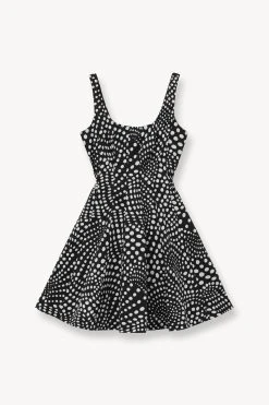 MINI WELLS DRESS | BLACK WAVY DOT -fashion STAUD MINI WELLS DRESS BLACK WAVY DOTS SUPF 23 ECOM 1