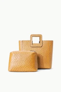 SHIRLEY LEATHER BAG | WALNUT OSTRICH EMBOSSED -fashion STAUD SHIRLEYLEATHER TOTE WALNUT FALL 23 ECOM 3