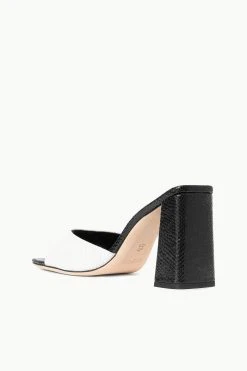 SLOANE HEEL | BLACK WHITE SNAKE EMBOSSED -fashion STAUD SLOANE HEEL BLACKWHITE SPRING 23 ECOM 3