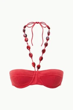 SYDNEY BEADED BIKINI TOP | RUBY -fashion STAUD SYDNEYBIKINI TOP RUBY SUPF 23 ECOM 1 1