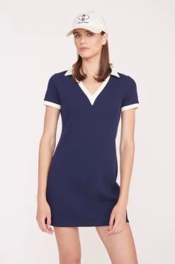 COURT HAT | WHITE -fashion Volley Dress Navy Ivory 023 01300 web