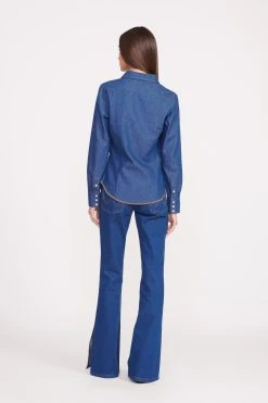 STAUD + WRANGLER THE WESTERN SHIRT | DARK RINSE -fashion Wrangler 0818 web