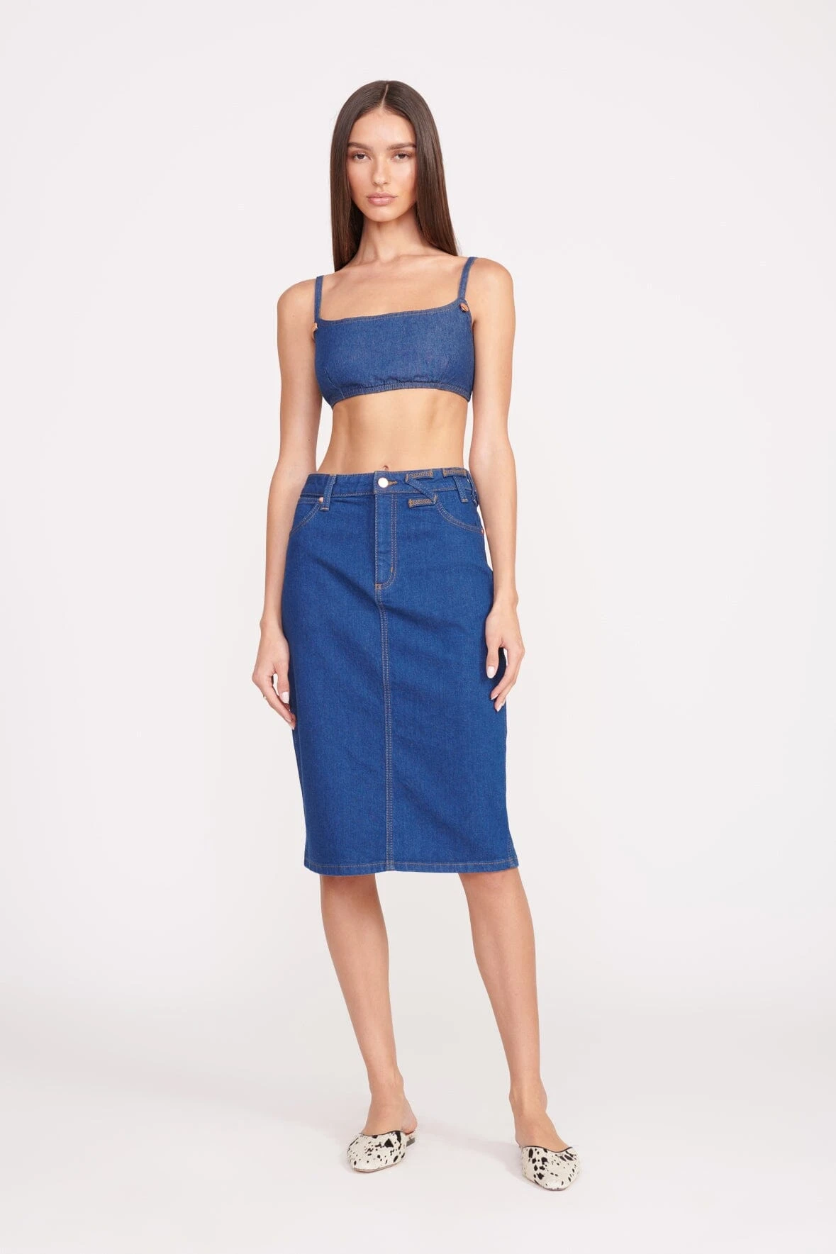 STAUD + WRANGLER THE PENCIL SKIRT | DARK RINSE 6 STAUD + WRANGLER THE PENCIL SKIRT | DARK RINSE - Image 4