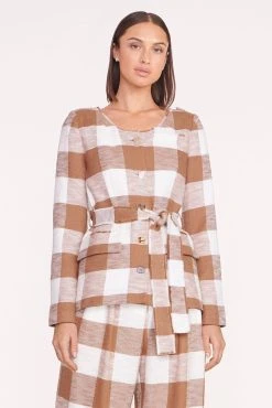 LUISA PANT | TOBACCO GINGHAM -fashion charles blazer oat milk 02121 web 1