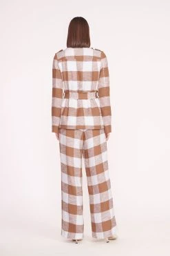 LUISA PANT | TOBACCO GINGHAM -fashion charles blazer oat milk 02141 web 1