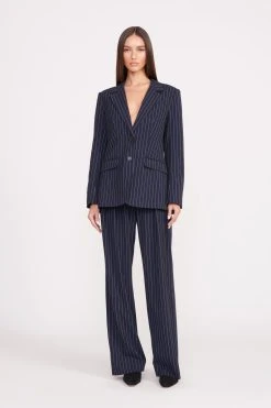 LUISA PANT | NAVY PINSTRIPE -fashion city blazer navy pinstripe 0033 web