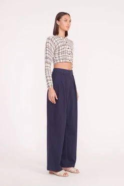 DEANNA SWEATER | CREME DRAWN PLAID -fashion deanna sweater creme dawn plaid luisa pant nav 05352 web