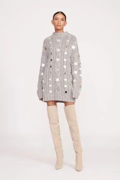 BEEHIVE MIRRORED SWEATER | HEATHER GREY -fashion fall 23 1070 web