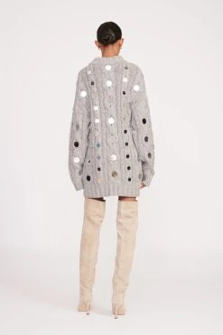 BEEHIVE MIRRORED SWEATER | HEATHER GREY -fashion fall 23 1081 web