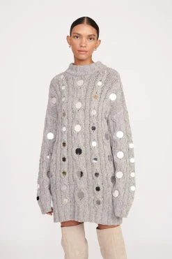 BEEHIVE MIRRORED SWEATER | HEATHER GREY