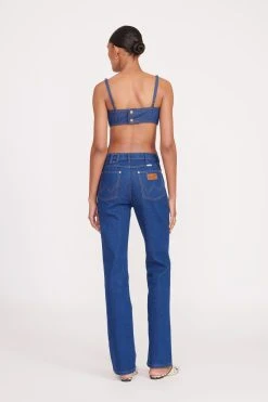 STAUD + WRANGLER THE JEAN BIKINI TOP | DARK RINSE -fashion fall 23 1823 web