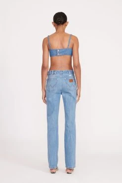 STAUD + WRANGLER THE JEAN BIKINI TOP | MID BLUE -fashion fall 23 1914 web