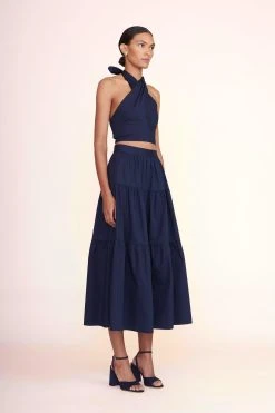 SOLANGE HEEL | NAVY -fashion sea skirt navy 1